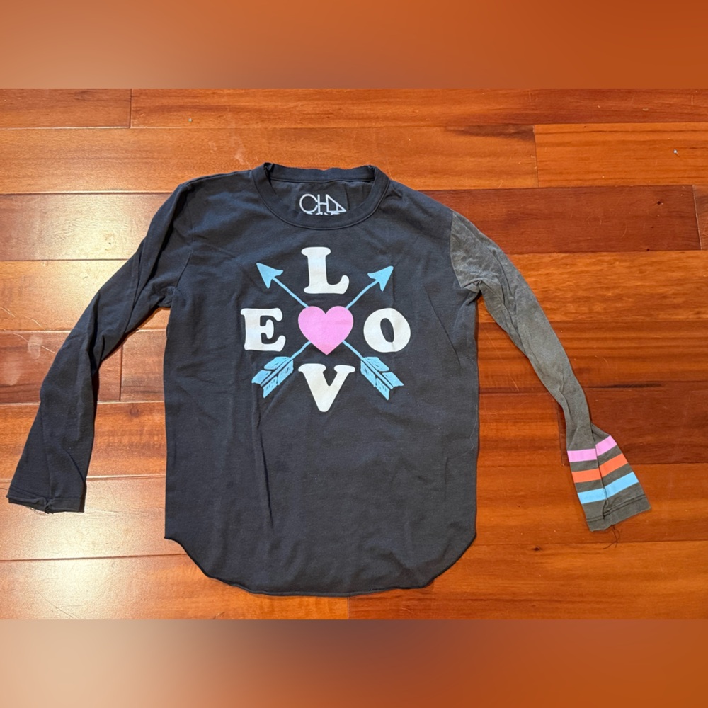 Charcoal Long Sleeve Kids Shirt with Heart and Arrow Design